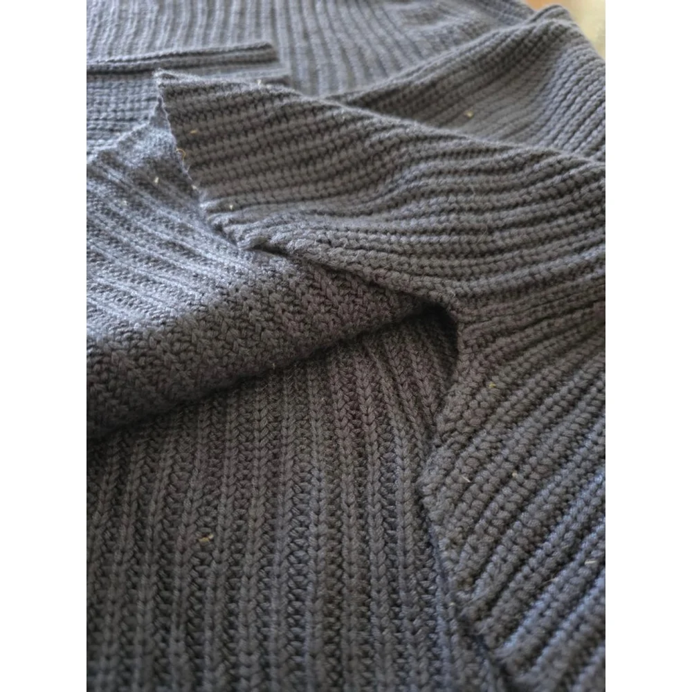 Women's American Apparel Navy Ribbed Crew Neck Crop Knit Sweater L